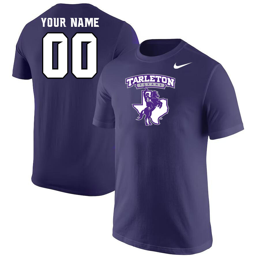 Custom Tarleton State Texans Name And Number College Football T-Shirts-Purple